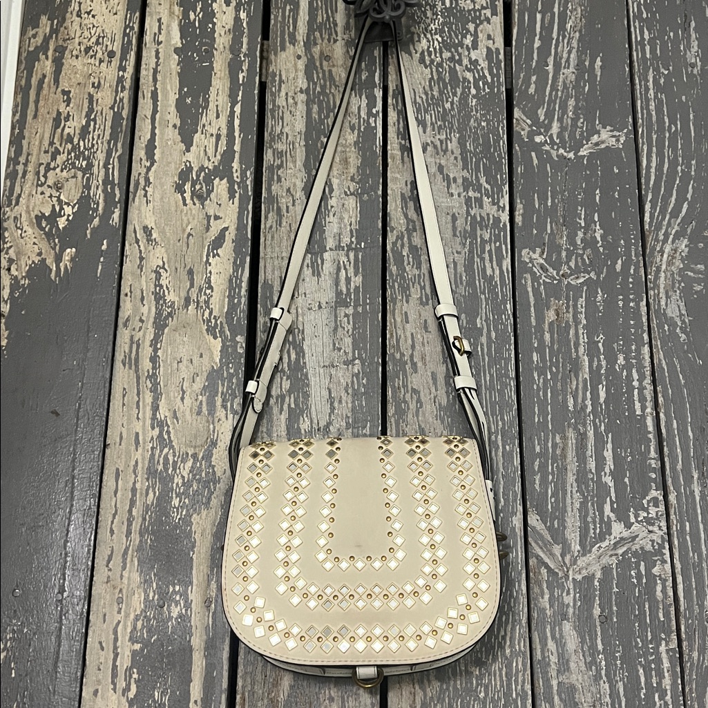 Tory Burch Studded Cream Crossbody Bag Leather